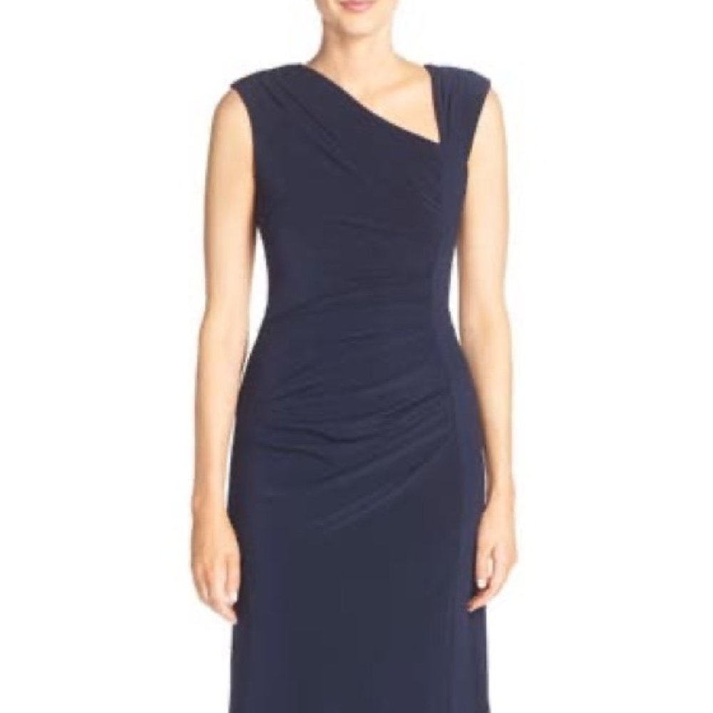 Vera Wang Asymmetrical Navy Dress